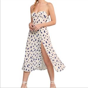 Reformation Juliette Dress, size 12, blue and white abstract dot print